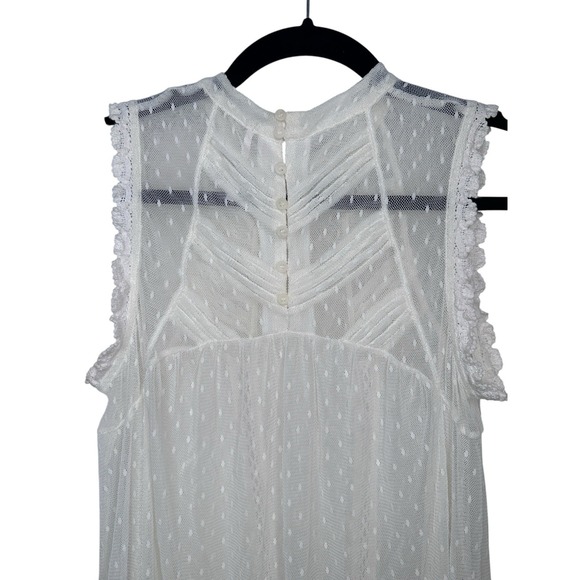Free People Lace New Romantics Blouse Top Shirt Mesh Sheer Victorian S Small FP - Picture 5 of 9